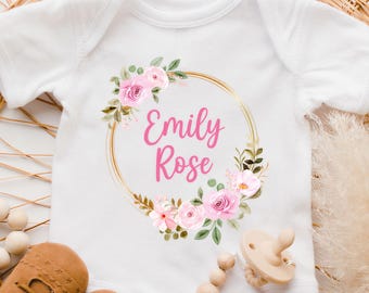 Personalized Girl Baby Onesie Bodysuit - Custom Name Baby Girl Outfit - Baby Shower Gift - Newborn Girl - New Baby Girl - Baby Girl Gift