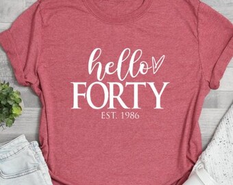 Hello Forty Shirt: 40th Birthday Tee, 1986 Edition