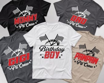 Custom Pit Crew Birthday Shirt, Matching Family Race Car Tee