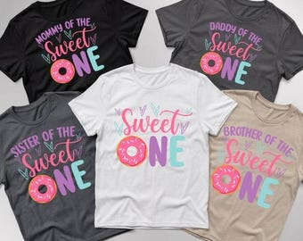 Custom 'Sweet One' Donut Birthday Shirt, Family Matching 1st Birthday