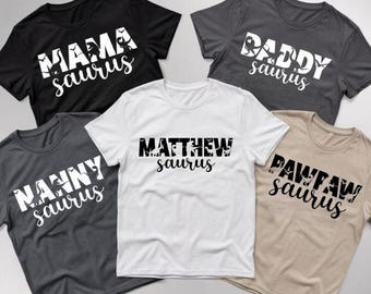 Saurus Birthday Family Shirt, Custom Dinosaur Matching Tee