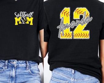 Softball Mom T-Shirt,Custom Softball Mom Shirt,Personalized Softball Gift for Mom,Softball Mom Gift,Senior Softball Mama Tee,Softball Custom