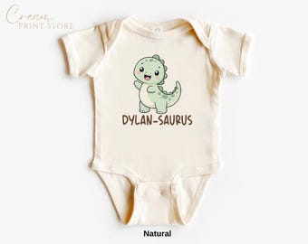 Custom Dino Baby Bodysuit, Personalized Dinosaur Baby Bodysuit, Baby Shower Gift, Funny Dino Baby Bodysuit, Baby Announcement Bodysuit