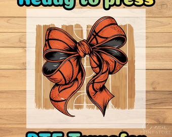 Basketball Game Day Coquette Bow DTF Transfer: Sports Fan Preppy Ribbon