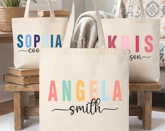 Personalized Name Bag Custom Name Tote Bag Custom Gift Bridesmaids Bag Gift Tote Shopper Women Bag Customized Name Personalized Gift For Her