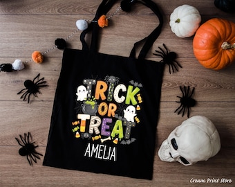 Personalized Trick or Treat Bag, Custom Name Halloween Tote