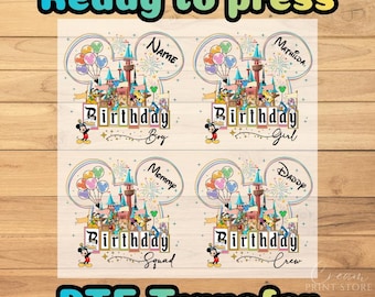 Custom Birthday Squad Ready To Press, Disney Birthday Matching DTF Transfer, Disney Family Name 2026 DTF Print, Birthday Girl And Boy Print