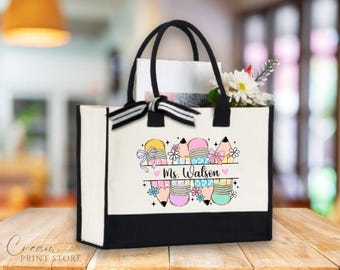 Custom Teacher Tote Bag, Personalized Teacher Bag, Teacher Bag, Teacher Appreciation Gifts, Teacher Bags, Teacher Gift, Gifts for Teachers