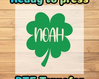 Custom Girls, Boys Shamrock Clover Name DTF Transfer: Kids Personalized St. Patrick's - Ready to press
