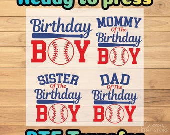 Baseball Birthday Boy Family Bundle DTF Transfer, Sports Party Ready to Press