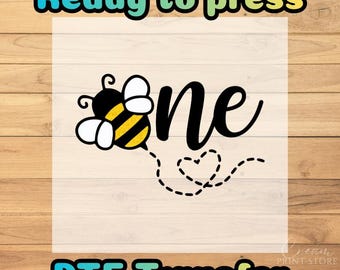 One Bee DTF Transfer: First Birthday Iron-On - Ready to press