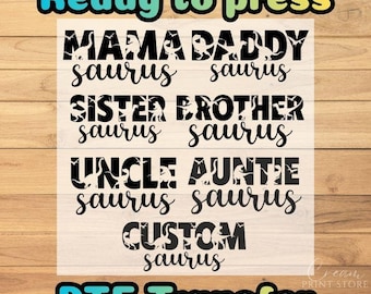 Family Saurus Birthday DTF Transfer: Custom Name Dinosaur Party Matching Shirts