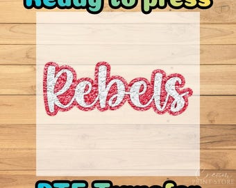Rebels Chenille Football Design, Ready to Press DTF Transfer