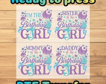 Mermaid Birthday Family Custom Iron-On Transfer - DIY Shirt Decal
