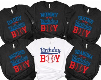 Baseball Birthday Family Shirts, Matching Sports Birthday Boy T-Shirts, Personalized All Star Party Tees