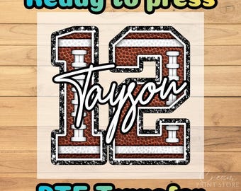 Custom Football Name & Number DTF Transfer: Personalized Iron On, Ready to press
