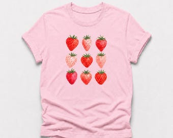 Vintage Strawberry T-Shirt Design, Retro Botanical Berry Summer Festival Graphic