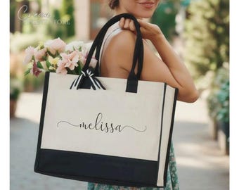 Custom Canvas Tote Bag, Personalized Gift, Bridal Party Bridesmaid Bag