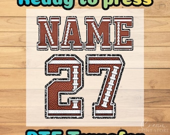 Custom Football Name & Number DTF Transfer: Personalized Iron On