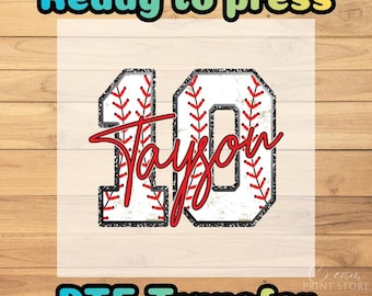Custom Baseball Name & Number DTF Transfer: Personalized Iron On, Ready to press