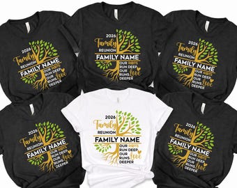 Custom Family Reunion Shirts 2026, Matching Family Tree T-Shirts, Personalized Roots Run Deep Vacation Tees