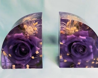 Handgefertigtes Harz-Resin-Design-Blumen-5-in-Buchstützen-Set, 2er-Set