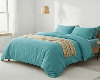 Komplet pościeli lnianej, rozmiar queen, 90x90 cali, 1 prześcieradło płaskie + 2 poszewki na poduszki, niestandardowy komplet pościeli, miękka, prana pościel lniana, opcja pościeli bawełnianej, komplet pościelowy