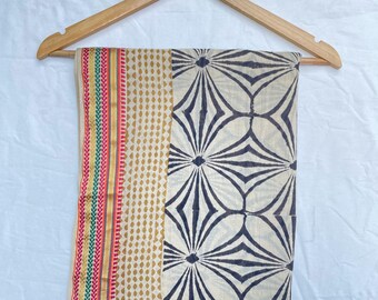 Bohemian Block Print Cotton Sarong | Summer Beach Wrap | Handmade Cover Up | Lightweight Travel & Resort Wear