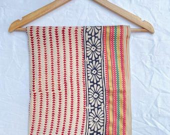 Indian Block Print Beach Sarong | Boho Floral Cotton Wrap | Resort Cover Up | Lightweight Travel Scarf | Handmade Art Print