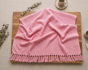 Natural Cotton Throw Blanket 50x70", Handwoven Cotton Blanket, Rustic Farmhouse Throw, Boho Living Room Decor, Sofa Couch Blanket