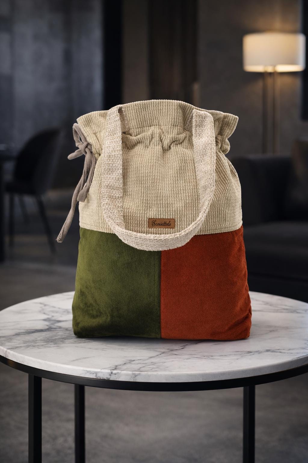 Borsa velluto a coste con rosa - Donna - Borse - di Bebaboutique | su