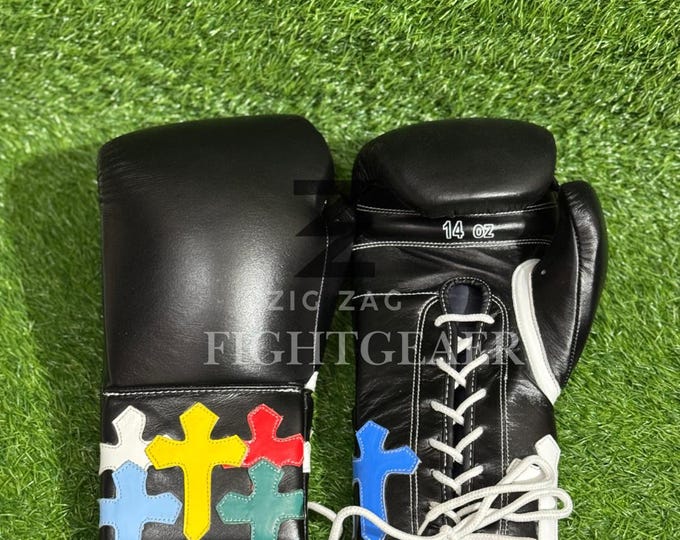 Custom Leather Boxing Gloves Chrome Hearts Design, Christmas Gift For him