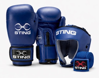 Set de boxe Sting approuvé par IBA pour la compétition – Gants de boxe, couvre-chef et protège-mains