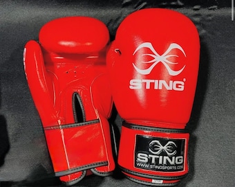 Sting Boxing Gloves, Handmade Cowhide Red Leather, Professional Boxing Sparring & Training