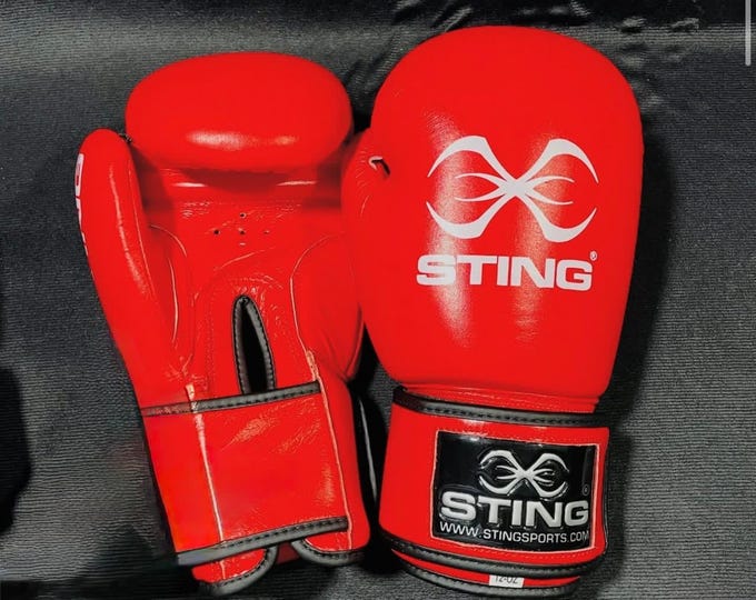 Sting Boxing Gloves, Handmade Cowhide Red Leather, Professional Boxing Sparring & Training