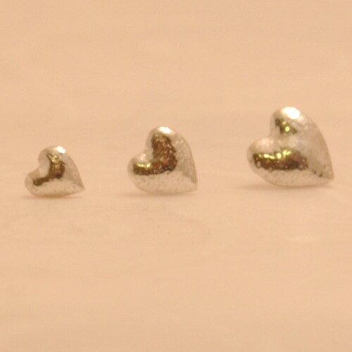 Heart Stud Earring, Tiny Heart Post, Rustic PMC Heart, Silver Heart Stud, Minimalist Heart Stud, Puff Heart, Tiny Post, Valentine Earring