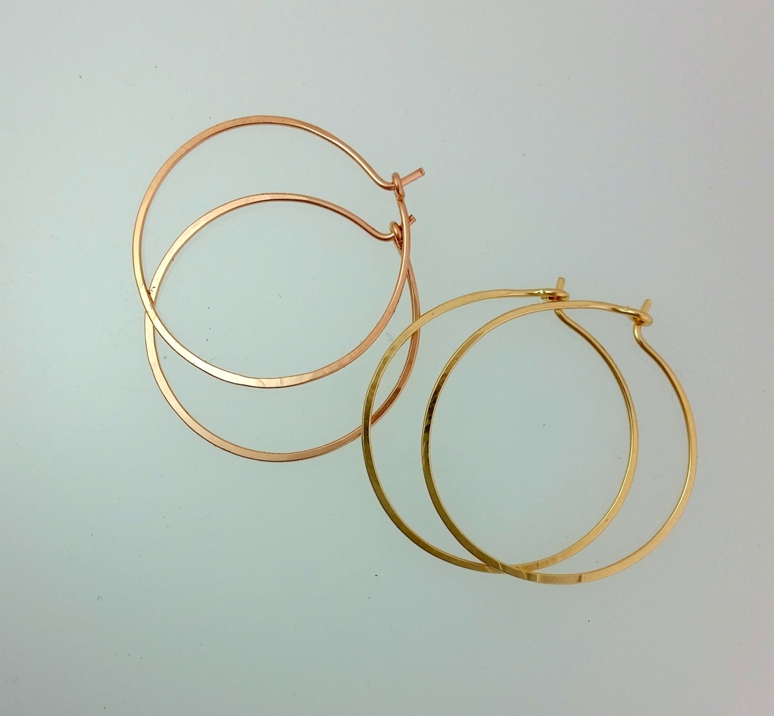 Rose Gold Hoop Earrings Skinny Three quarter inch Hoops Gold Etsy