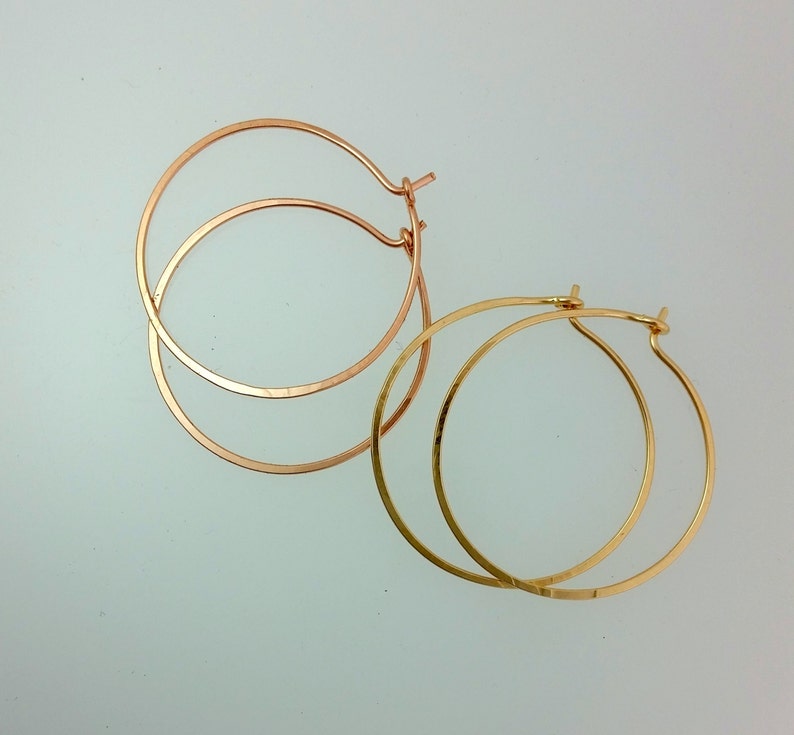 Rose Gold Hoop Earrings Skinny Three Quarter Inch Hoops Gold Etsy