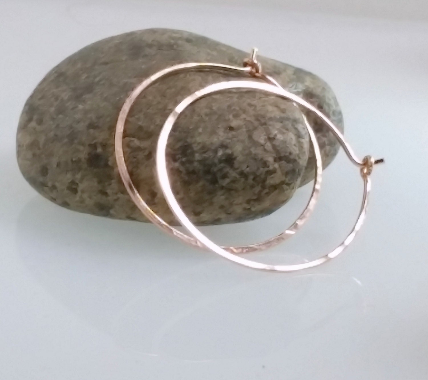 Rose Gold Hoop Earrings Skinny Three quarter inch Hoops Gold Etsy