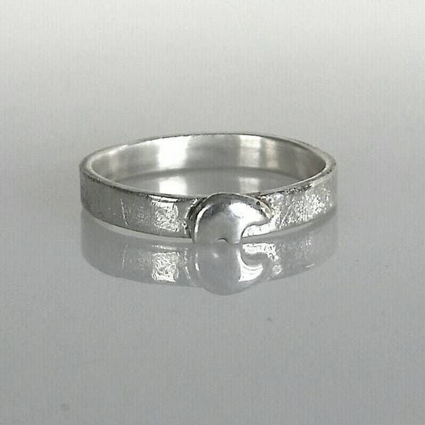 Silver Bear Ring, Ready to ship US size 8.25, Bear Stacking Band, Gift for Her Wife Daughter Graduate, Zuni Bear, Silver Bear, Handmade