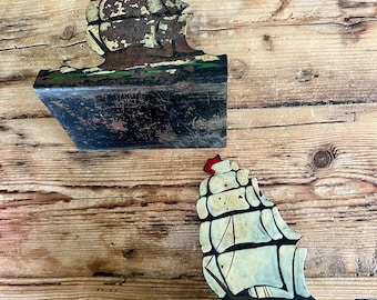 Vintage Metal Ship Bookends
