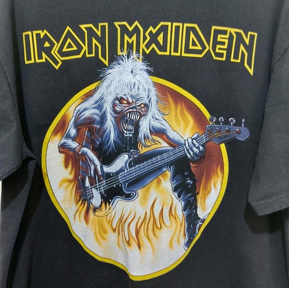 Vintage Iron Maiden Hot Rock Eddie the Mascot 90s Men's Tshirt UK