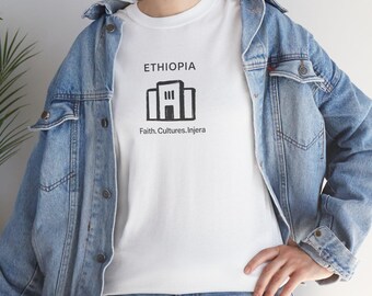 travel nostalgia tee,Ethiopia Monument Illustration T shirt | cotton