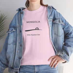 travel nostalgia tee,Mongolia Ger Outline | Minimal Nomad Yurt Illustration, cotton image 1