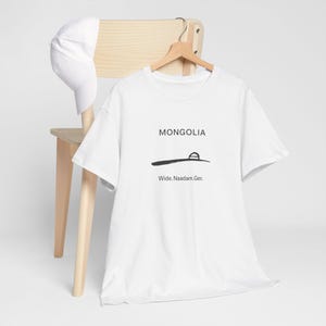 travel nostalgia tee,Mongolia Ger Outline | Minimal Nomad Yurt Illustration, cotton image 2