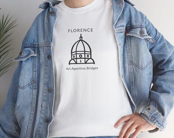 travel nostalgia tee,Florence Duomo Line Art T-Shirt | Italy Architecture.cotton