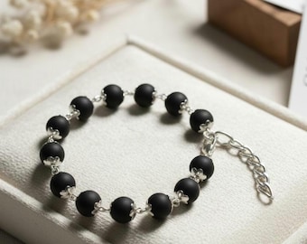 Karungali Holzperlen Einstellbar Zertifiziert Armband | Ebenholz Perlenarmband schwarz | Handgefertigte spirituelle Schutz Armspange