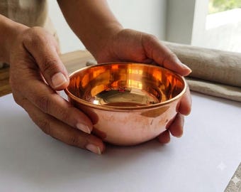 Handgemachte reine Kupfer Schale | Kleines Ayurveda Serviergefäß | Traditionelle Indische Küche Dekor