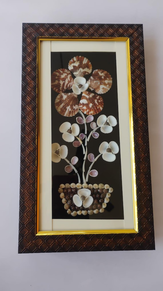 Handmade Clam Shell Flower Wall Art | Coastal Home Decor (13.5x7.5 in)