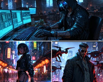 Cyberpunk Anime Wallpapers Pack – Neon 4K Backgrounds for PC, Laptop & Mac | Sci-Fi Digital Art